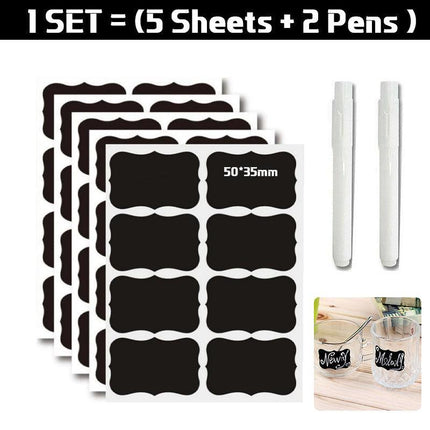 40 Jar Labels Stickers Black Labels Chalk Pen Kitchen Pantry Spice Herb AU Stock - Aimall