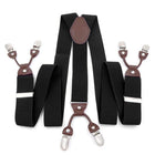 Adjustable 35mm Wide Suspenders for Men with 6 Clips Elastic Leather Braces