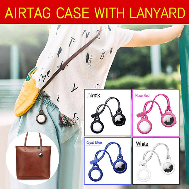 For Apple Airtag Air Tag Lanyard Case Protector Protective Cover Shell Key Chain - Aimall
