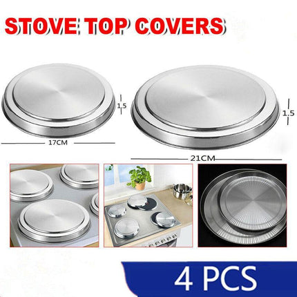 4Pcs Round Stainless Steel Electric Stove Top Burner Cooker Protection Covers AU - Aimall