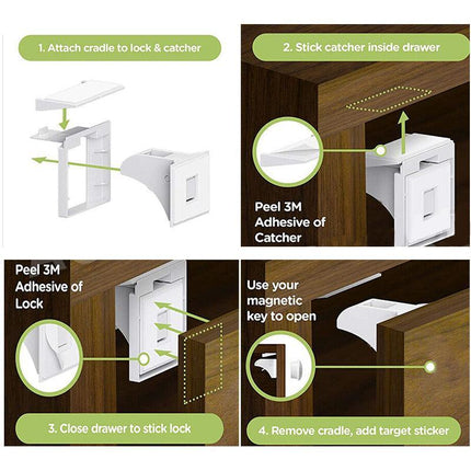 30PCS Magnetic No Drilling Cabinet Drawer Cupboard Baby Kids Safety Locks AU - Aimall