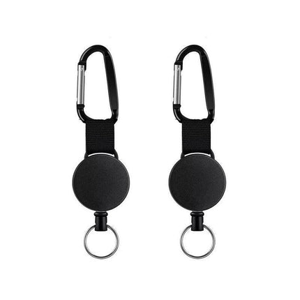 2 X Retractable Stainless Steel Keyring Pull Ring Key Chain Recoil Heavy Duty Au - Aimall