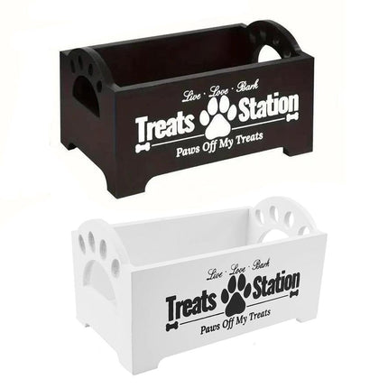 Dog Treat Container Wood Dog Food Storage Box for Cat Dogs with Paw Print Design