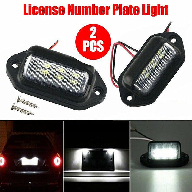 2Pcs 6 Led License Number Plate Light Lamps For Truck Suv Trailer Lorry 12/24Vau - Aimall