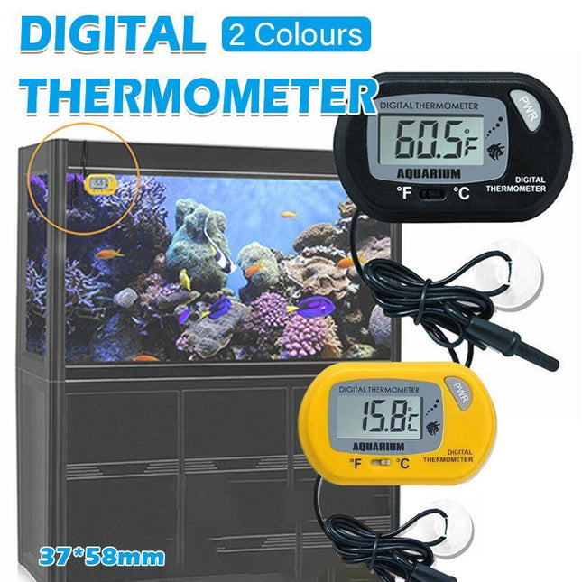 Aquarium Thermometer LCD Digital Aquarium Fish Tank Water Temperature Marine - Aimall