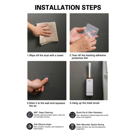 Silicone Toilet Brush Wall-mounted Design for Toilet Cleaning