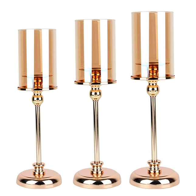 Glass Candlestick Holder Champagne Glass Gold Base Romantic Table Decor