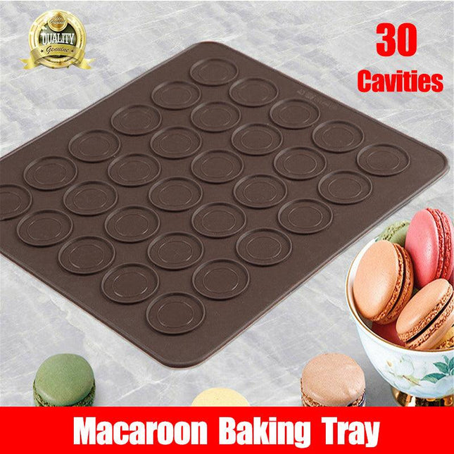 30 Cavities Macaroon Baking Tray Non Stick Mould Silicone Macaron Sheet Mat Au - Aimall