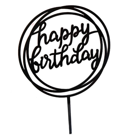 Happy Birthday Acrylic Cake Topper Cake Decoration Golden Silver Party - Aimall
