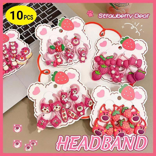 Cute hair bands with cartoon bear and strawberries design