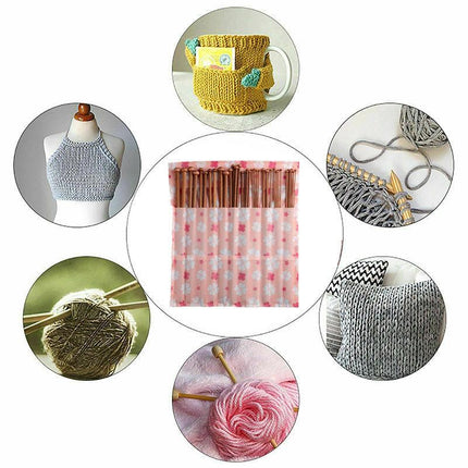 Bamboo Knitting Needles Set Case 18Sizes 36PCS 35cm For Crochet