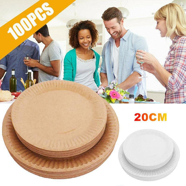 Disposable Brown Paper Plates Dinner Dessert Party Plate Eco-Friendly Bulk BuyAU - Aimall