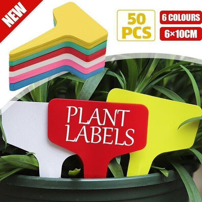 T-Type Plant Labels Flexible Plastic Garden Tags Nursey Seeding Marker Pen White - Aimall