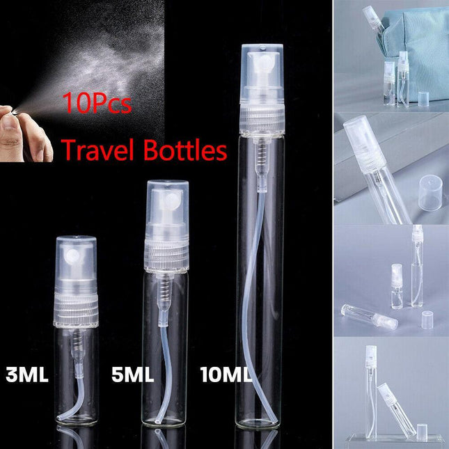 10Pcs 3/5/10Ml Glass Perfume Bottle Atomizer Pump Spray Comestic Container Au - Aimall
