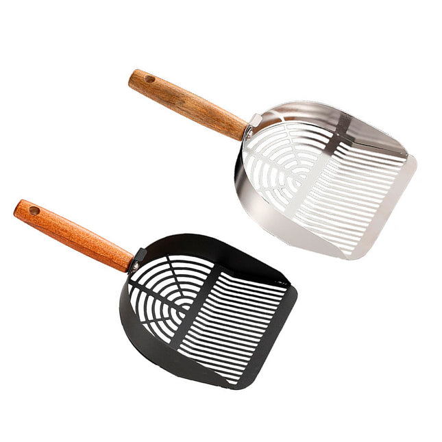 Stainless Steel Cat Litter Shovel with Wooden Handle Large Pet Cleaning