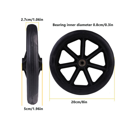 2PCS 8 Inch Wheelchair Front Wheels with Bearings Solid Replacement Wheels