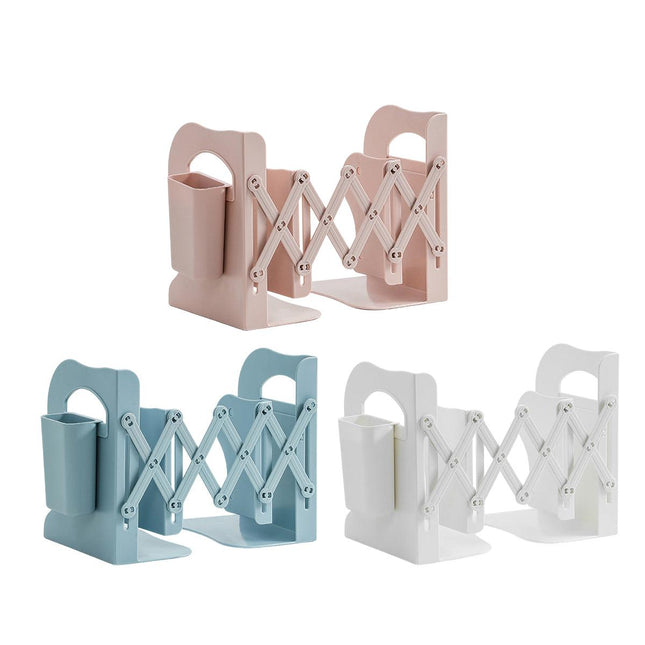 Retractable Book Stand Desk Organizer Adjustable Storage Rack with Pen Holder