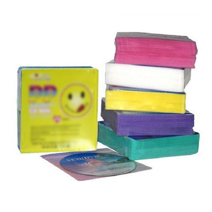 100X Premium Color Mixing CD DVD Double Sided Plastic Sleeves Holds 2 discs Storage Bag