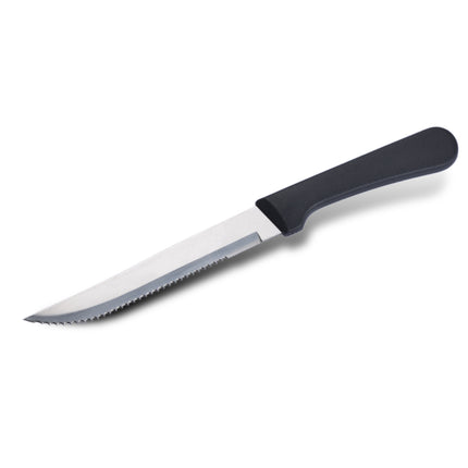 6pcs Stainless Steel Steak Knife Black Plastic Handle Cutlery For Kitchen Dining
