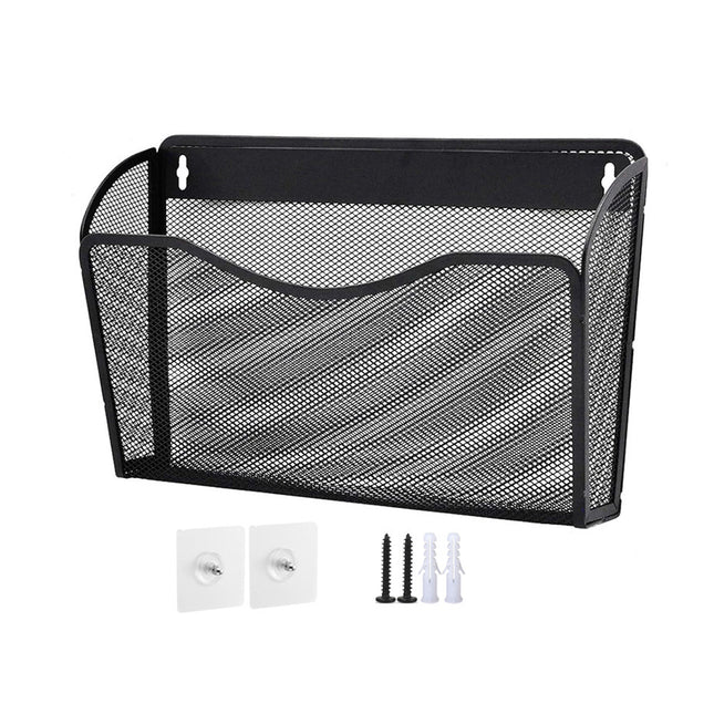 File Organizer Mesh Wall Mounted Rack Magazine Holder Storage Basket for Office