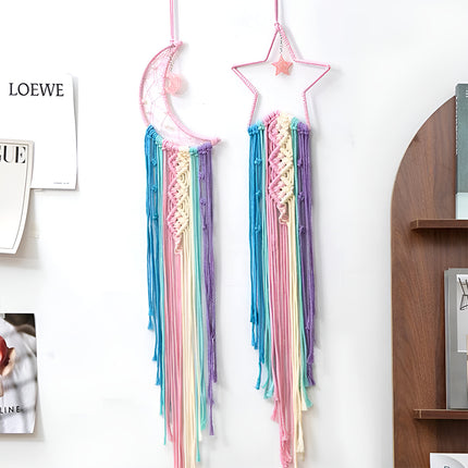 Woven Tapestry Dream Catcher Colourful Stars Moon Home Decor Hanging Cloth