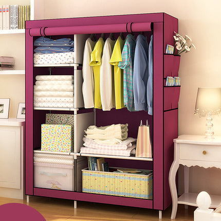 Simple Steel Frame Wardrobe with Non-Woven Fabric Cover for Clothes Storage Use