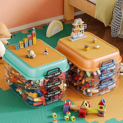 3-Layer Stackable Storage Box for Building Blocks Toy Organizer with Sorting Trays