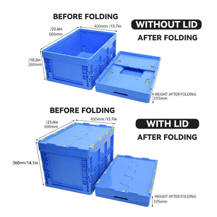 Foldable Plastic Storage Box Rounded Corner Design for Workshop Garage Home Use