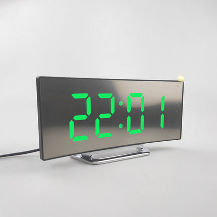 Electronic Alarm Clock LED Display Screen Curved Design Digital Clock Bedroom