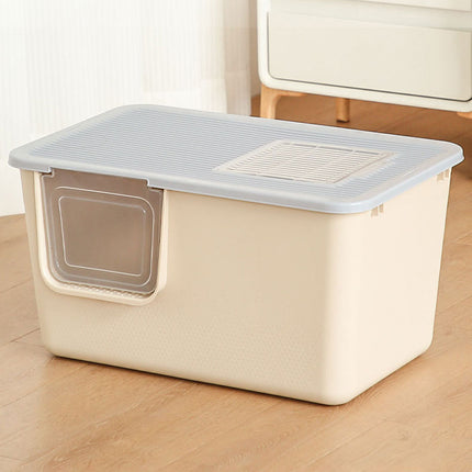 Cat Litter Box Large Semi Milk Coffee Colour Toilet High Sided Odour Control