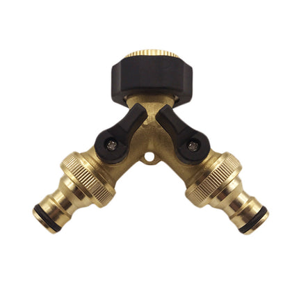 2 Way Solid Brass Hose Splitter 2-Way Hose Connector With Shut OFF/ON Valves