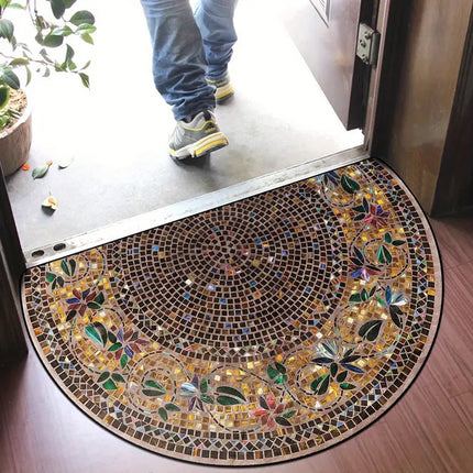 Semicircular Retro Stone Pattern Door Mat Dustproof Anti slip Entrance Carpet