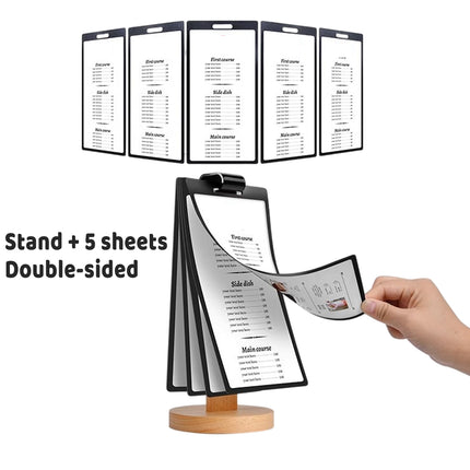 Wooden Tabletop Menu Holder Stand 20x10cm for Restaurant Cafe Bar Menu Display