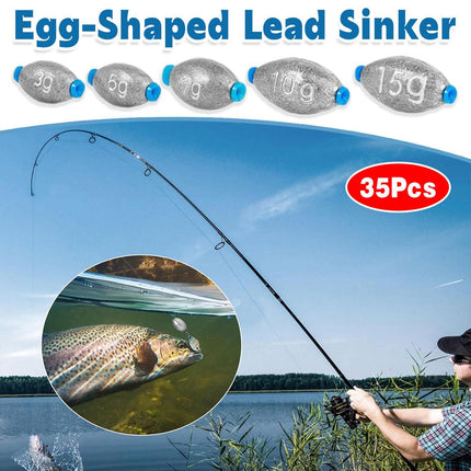 Egg Shaped Fishing Lead Sinker Plastic Core Raft Pole Weight Tackle Accessories