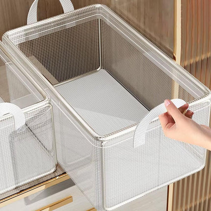 4pcs Transparent Clothes Storage Box Thickened Pants Basket Wardrobe Organizer