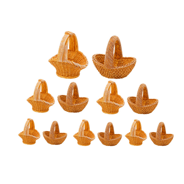 12PCS Miniature Basket Small Craft for Photography Props Home Office Desk Decor