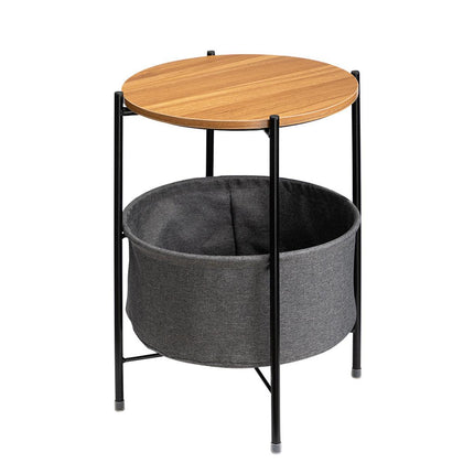 Round Side Table Bedside Storage Basket Modern Home Table with Storage Organizer