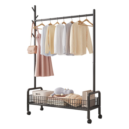 Mobile Clothes Rack with Wheels Sturdy Durable Space Saving for Home Bedroom Use