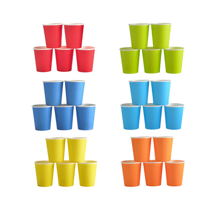 300PCS 6Coloures Paper Cups Food-Grade Paper for Party Water Hot Cold Decor Use