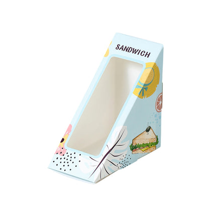 100pcs Triangle Window Sandwich Boxes Kraft Food Packing Takeaway Containers
