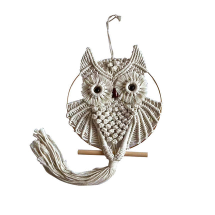 Macrame Owl Wall Hanging Boho Woven Decor Handmade Tapestry Home Decoration Art