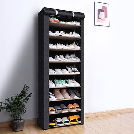 10 Tier Shoe Rack Stainless Steel Frame Non Woven Fabric for Shoe Storage Use