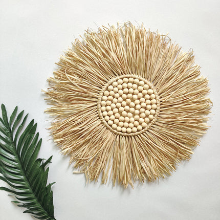 Boho Woven Macrame Wall Hanging Small Round Decor Circular Home Art Accent Use