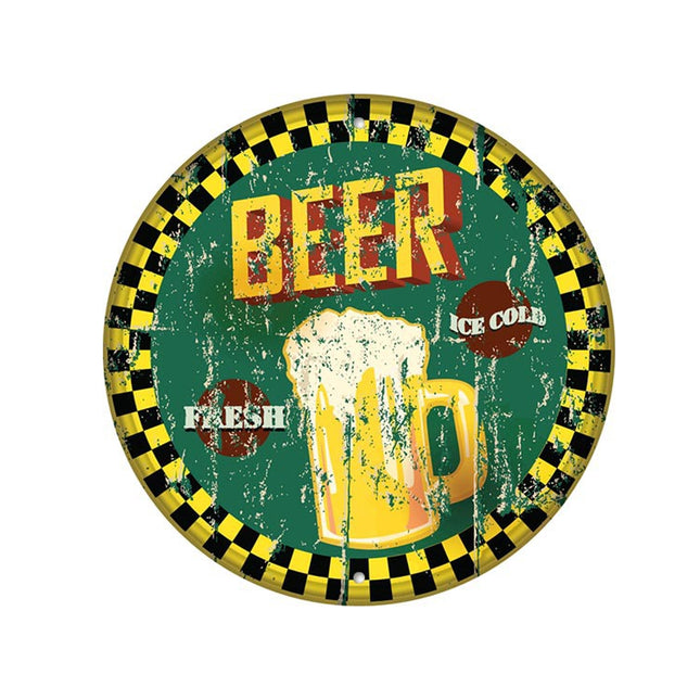 Vintage Round Bar Background Wall Decor Retro Style For Pub Cafe Home Art Print