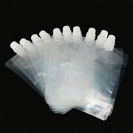 50PCS 250ml Drink Bags Transparent Stand Up Juice Takeaway Nozzle Pouches
