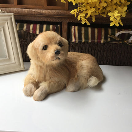 Simulation Golden Retriever Dog Model Leather Fur Home Decoration Ornament