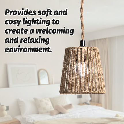 14cm Woven Paper Rope Lampshade Zen Style Khaki for Ceiling Pendant Light