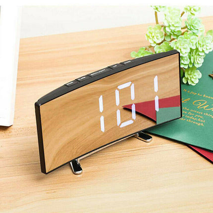 Electronic Alarm Clock LED Display Screen Curved Design Digital Clock Bedroom