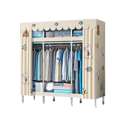 Fabric Wardrobe Closet Organizer 165x45x170cm Durable for Bedroom Storage Use