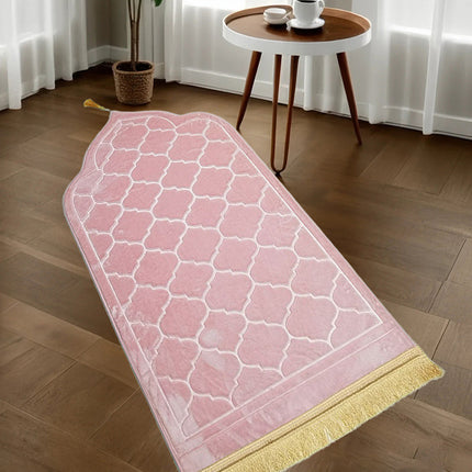 Prayer Mat Islamic Muslim Ramadan Non-slip Flannel Worship Paded Carpet Soft Rug